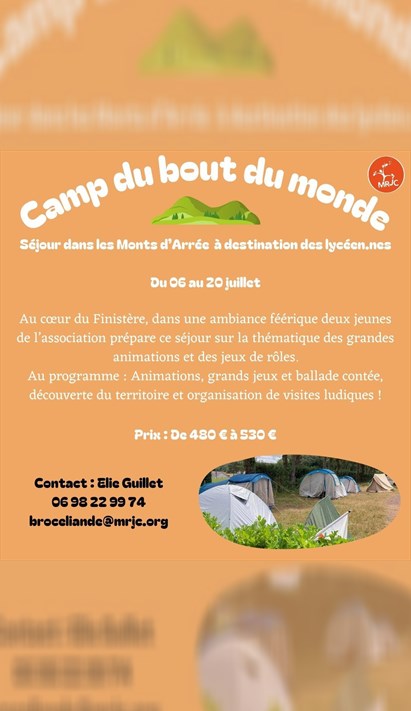 Séjour dété 14 17 ans le camp du bout du monde MRJC Ille et Vilaine