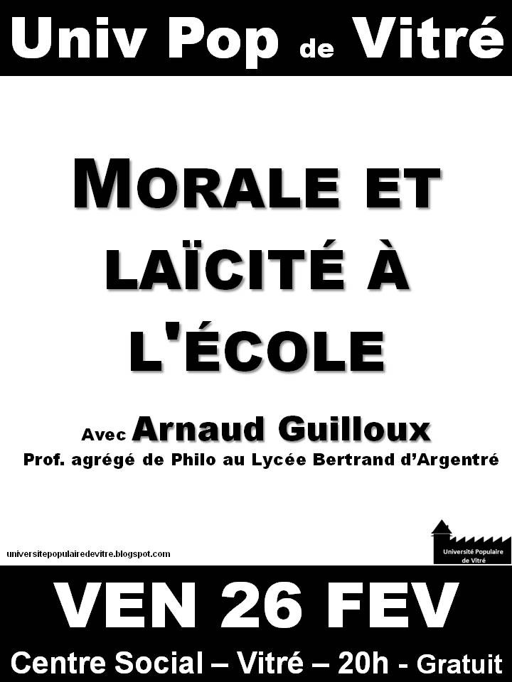 Univ Pop Morale et Laïcité à l’école avec Arnaud Guilloux Vitré
