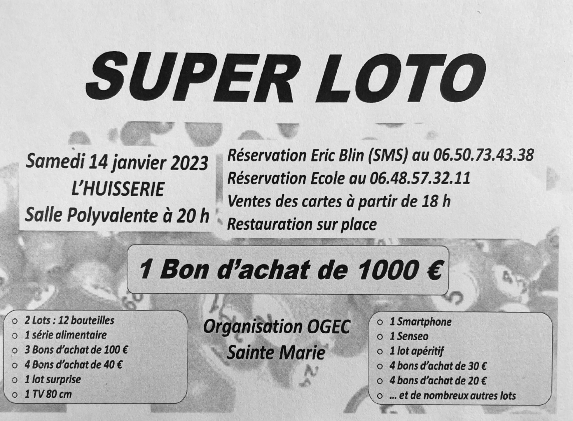 Super Loto Samedi 14 Janvier 2023 Loto