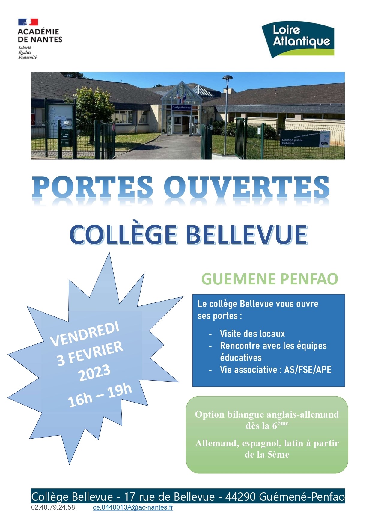 Portes ouvertes au collège Bellevue