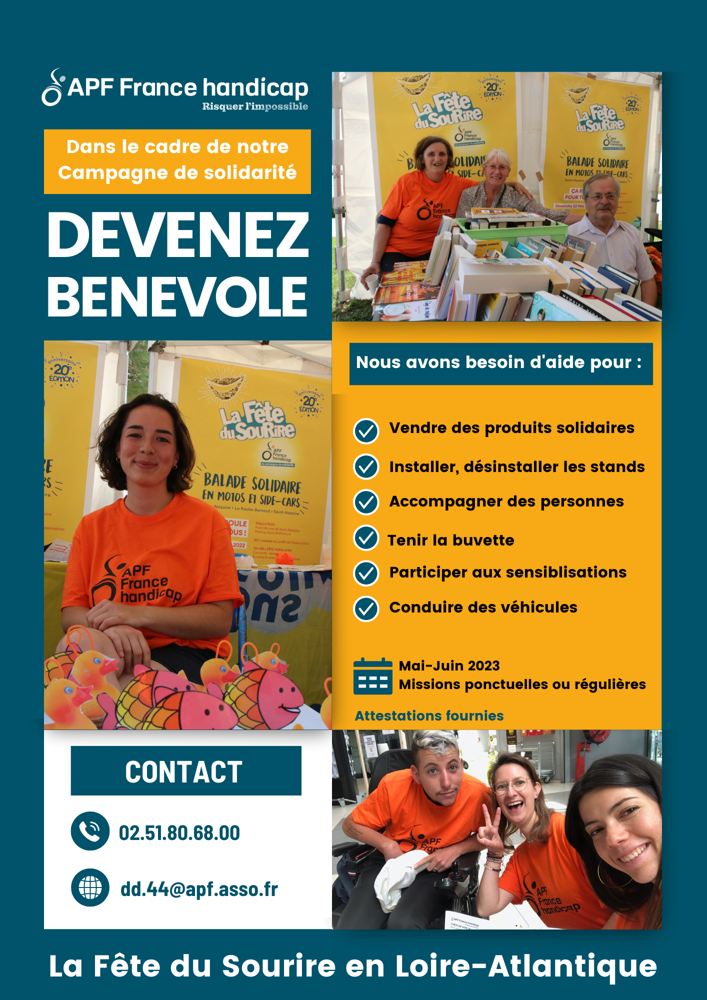 affiche de recrutement de bénévoles © APF France handicap