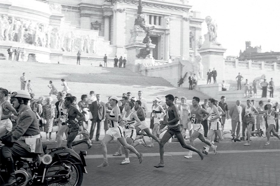 Abebe Bikila, vainqueur du marathon de 1960 aux JO de Rome