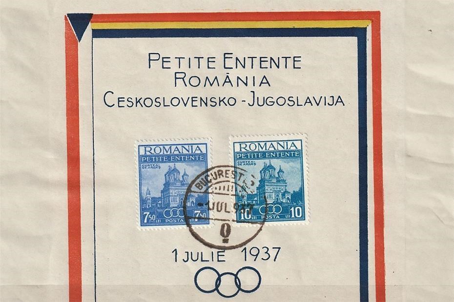 Timbres roumains célébrant la Petite Entente, 1937.