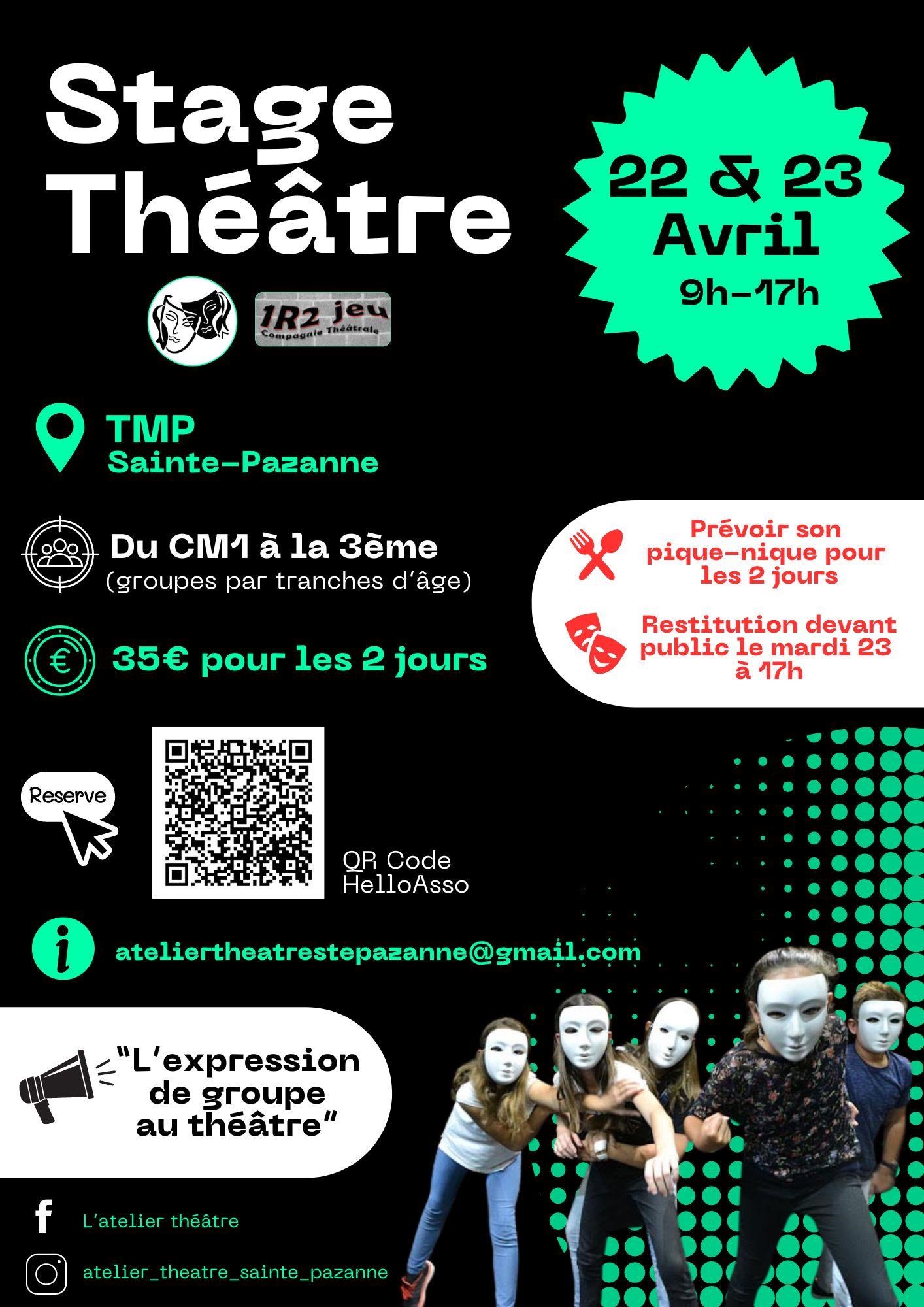Stage de théâtre 22 & 23 avril 2024 © Atelier Théâtre
