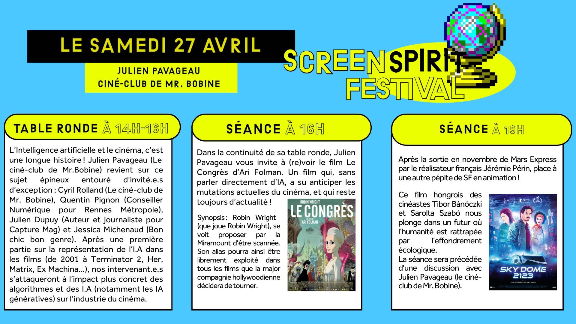 Programme de la journée du 27 avril © Cinéma Le Concorde Nantes