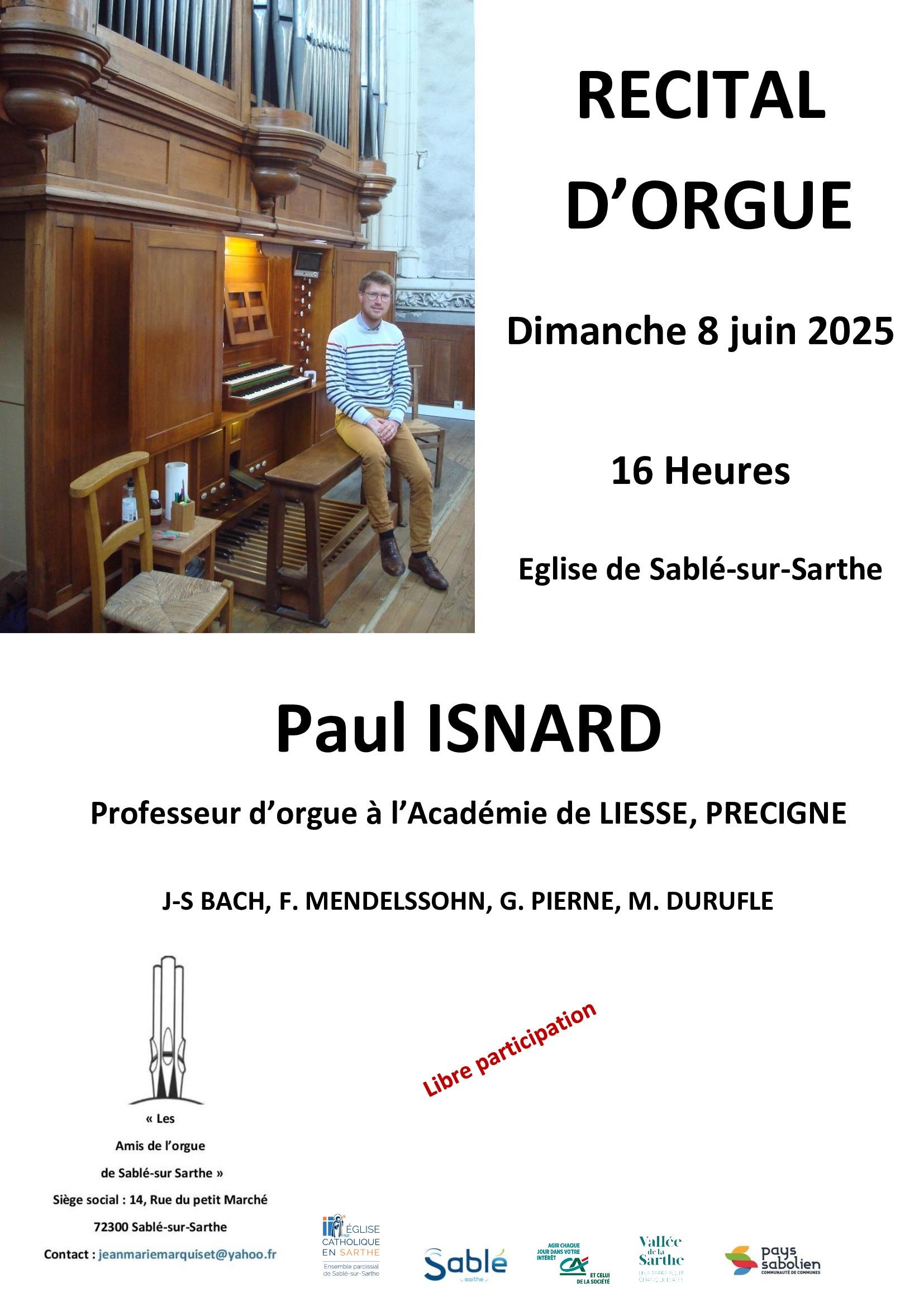 Récital d'orgue par Paul Isnard