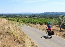 ViaRhôna à travers le vignoble de Châteauneuf-du-Pape ©France Vélo Tourisme