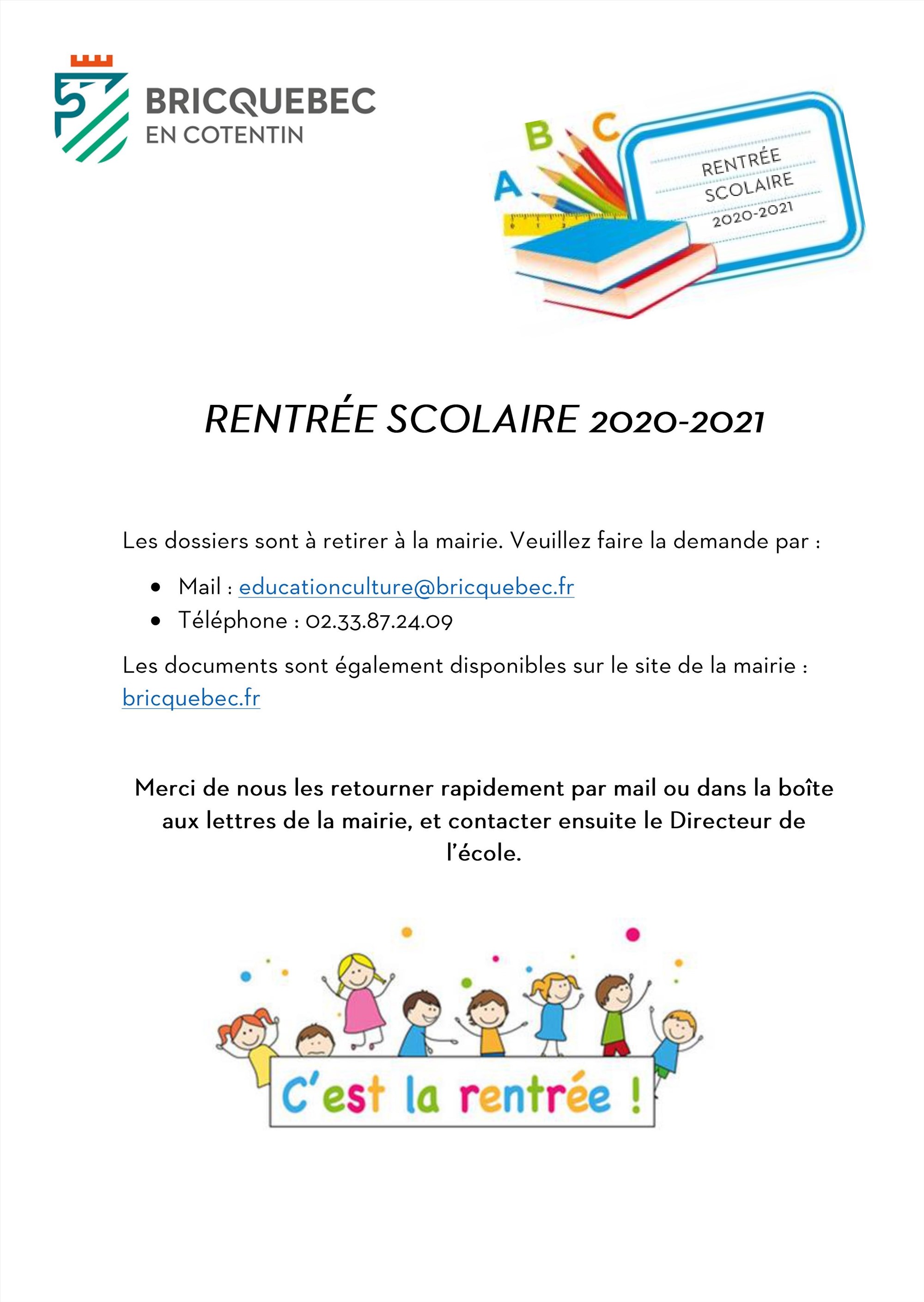 Rentrée Scolaire 2020 2021 Bricquebec En Cotentin